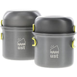 UST Duo Cook Kit Two Pot Set With Hard Anodized Aluminum Construction, Foldable Handles, Lids, Mesh Bag For Campers by UST