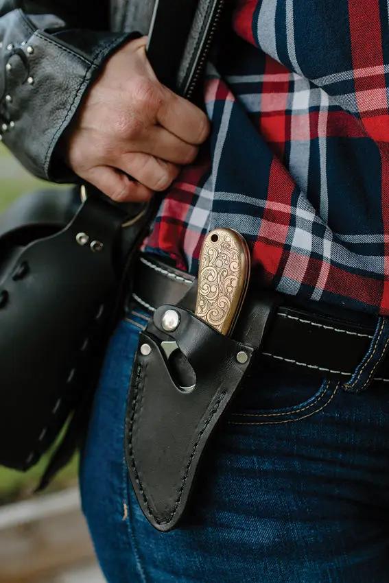 Whiteknuckler Brand Convertible C7 Doubloon 7 Inch Overall Stonewash 154CM Blade Full Tang Leatherwood Handle by Whiteknuckler Brand