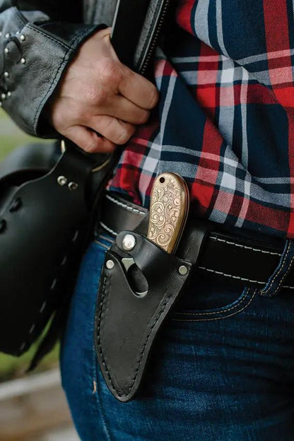 Whiteknuckler Brand Convertible C7 Doubloon 7 Inch Overall Stonewash 154CM Blade Full Tang Leatherwood Handle by Whiteknuckler Brand