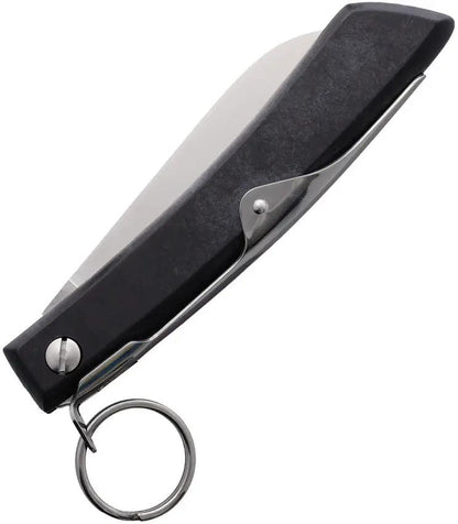 Windmuhlenmesser IBEX 80mm Ratchet Lock - Satin Finish 1.4116 Stainless Sheepsfoot Blade, Black POM Handle by Windmuhlenmesser