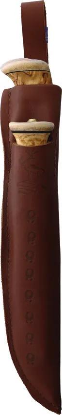 Wood Jewel Big Double Fixed Blade Set 23KI - Carbon Steel Blades With Curly Birch Handles And Reindeer Horn Pommel by Wood Jewel