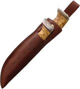 Wood Jewel Fixed Blade Set Curly 23NA - Carbon Steel Blades Curly Birch Handles Reindeer Horn Pommel by Wood Jewel