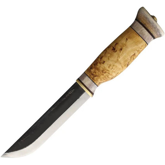Wood Jewel Northern Lights Fixed Blade Knife 23NL - 5 Inch Stainless Blade, Curly Birch Handle, Reindeer Horn Pommel by Wood Jewel