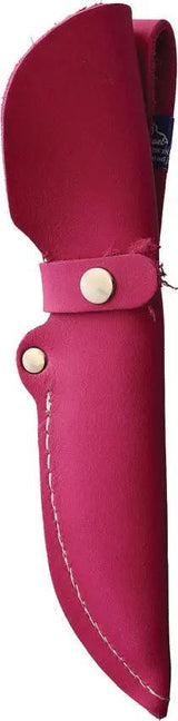 Wood Jewel Child's First Knife Pink - Blunt Tip Carbon Steel Blade With Pink Handle And Leather Sheath by Wood Jewel