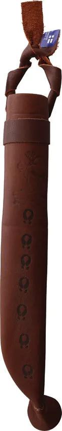 Wood Jewel Vuolu 13 Fixed Blade Knife - Carbon Steel 5 Inch Blade, Curly Birch Handle, Reindeer Horn Pommel, Sheath by Wood Jewel