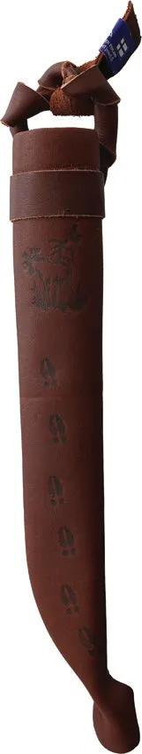 Wood Jewel Fixed Blade Curly Birch 23VS - Curly Birch Handle With Reindeer Horn Pommel And Leather Sheath by Wood Jewel