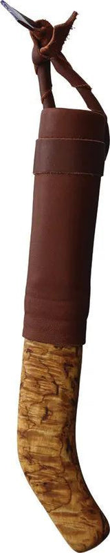 Wood Jewel Fixed Blade Curly Birch 23VV - Carbon Steel 3-Inch Blade With Reindeer Horn Pommel And Curly Birch Handle by Wood Jewel