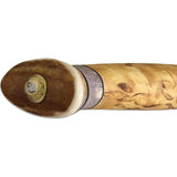 Wood Jewel Fixed Blade 23V - Handcrafted Curly Birch Handle With Reindeer Horn Pommel by Wood Jewel