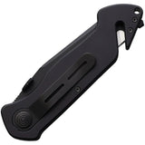 Waffentechnik Rescue Button Lock PRT10 - Black Stainless Blade Black Aluminum Handle With G10 Inlay Glass Breaker by Waffentechnik