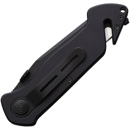 Waffentechnik Rescue Button Lock PRT10 - Black Stainless Blade Black Aluminum Handle With G10 Inlay Glass Breaker by Waffentechnik