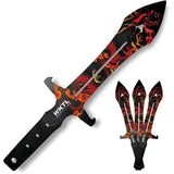 Toro Knives Maximo Throwing Knives Fire 69 - Three Knife Set With UV Printed Fire Dragon Artwork by Toro Knives