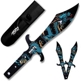 Toro Knives Tesoro Throwing Knives Water 72, Set of Three, 15 Inch Overall - UV Printed Water Dragon Artwork by Toro Knives