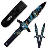 Toro Knives Grito Throwing Knives Water 74 - Water Dragon Artwork, Full Tang, Set Of Three by Toro Knives