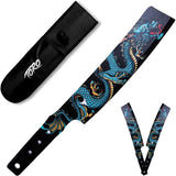 Toro Knives Besito Slim Throwing Knives 76 - Black Powder Coated 9.75in Blades Set of Three UV Printed Water Dragon Art by Toro Knives