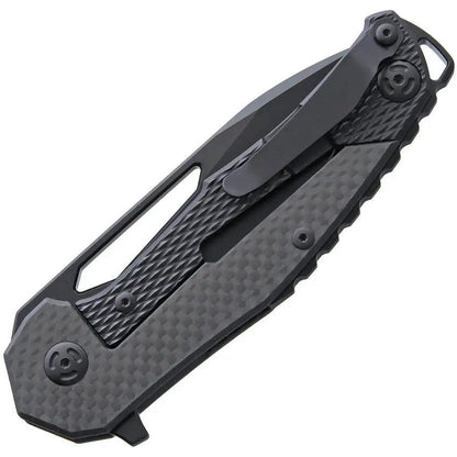 Willumsen Copenhagen Chibs Framelock - Black D2 Tool Steel Drop Point Blade With Titanium Handle And Carbon Fiber Inlay by Willumsen Copenhagen