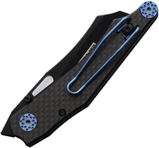 Willumsen Copenhagen Deamon Barber Linerlock DB23PVD - Black G10 And Carbon Fiber Handle by Willumsen Copenhagen