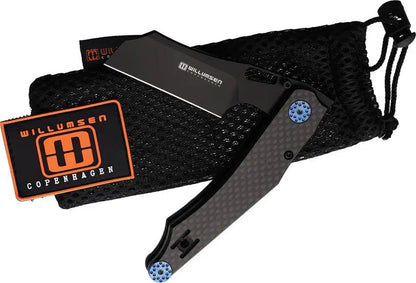 Willumsen Copenhagen Deamon Barber Linerlock DB23PVD - Black G10 And Carbon Fiber Handle by Willumsen Copenhagen