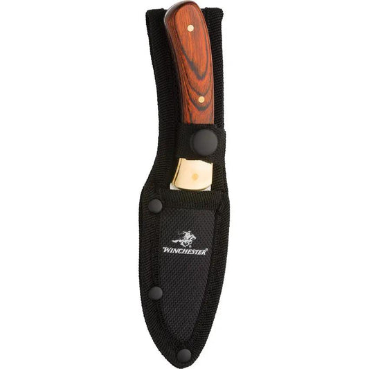 Winchester Fixed Blade 6220015W Knife - 7 Inch Overall Length, 3 Inch Satin Stainless Blade, Full Tang Brown Wood Handle by Winchester