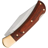 Winchester Lockback Wood - Satin Stainless Blade With Brown Wood Handle And Brass Bolsters by Winchester