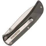 Winchester Linerlock Black Aluminum 6220035W - Lightweight EDC Knife With Satin Stainless Blade by Winchester