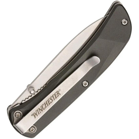 Winchester Linerlock Black Aluminum 6220035W - Lightweight EDC Knife With Satin Stainless Blade by Winchester