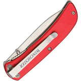 Winchester Linerlock Aluminum Red 6220040W - Lightweight Folding Knife With Satin Stainless Blade And Pocket Clip by Winchester