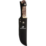 Winchester Bowie Knife - Imitation Stag Handle With Satin Stainless Blade Brass Guard Belt Sheath by Winchester