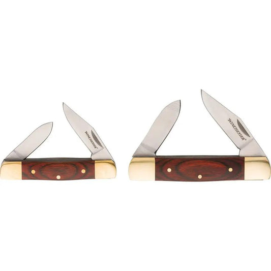 Winchester Stockman Combo 6220091W - Satin Finish Stainless Clip And Pen Blades Brown Wood Handle by Winchester