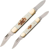 Winchester Stag Stockman Combo 6220096W - Satin Clip And Pen Blades With Imitation Stag Handle And Gift Tin by Winchester