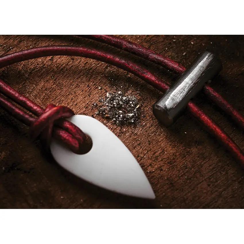 Wazoo Survival Gear Spark Necklace White - Ferro Rod Fire Starter With Ceramic Scraper And Quick Release Leather Cord by Wazoo Survival Gear