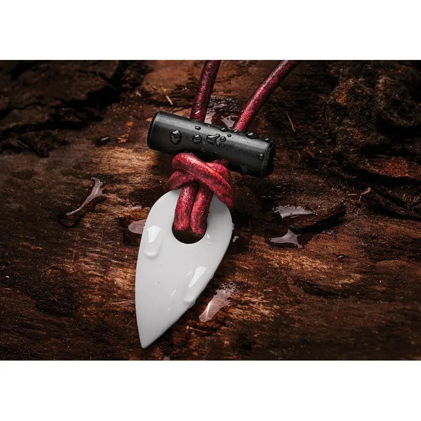 Wazoo Survival Gear Spark Necklace White - Ferro Rod Fire Starter With Ceramic Scraper And Quick Release Leather Cord by Wazoo Survival Gear