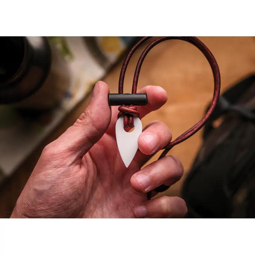 Wazoo Survival Gear Spark Necklace White - Ferro Rod Fire Starter With Ceramic Scraper And Quick Release Leather Cord by Wazoo Survival Gear