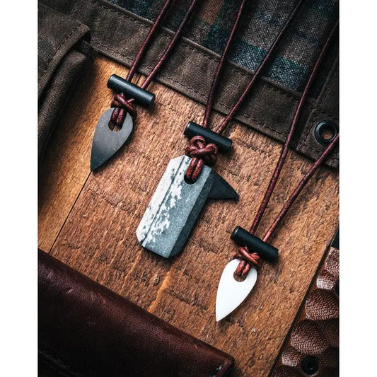 Wazoo Survival Gear Viking Spark Necklace Black NKL VK SP BK - Genuine Arkansas Novaculite Ferro Rod, Ceramic Scraper by Wazoo Survival Gear
