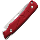 WildSteer K-NIF Slip Joint Red Handle Knife - Satin 14C28N Stainless Blade, Thumb Pull, Lanyard Hole, Leather Pouch by WildSteer