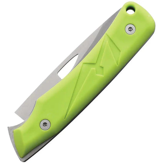 WildSteer K-NIF Slip Joint - Satin 14C28N Stainless Blade With Green Rubber Handle And Lanyard Hole by WildSteer