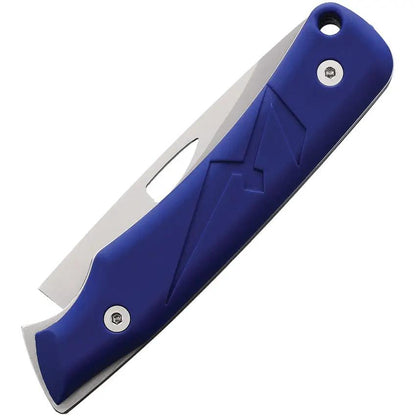 WildSteer K-NIF Slip Joint Knife - Blue Rubber Handle and Satin 14C28N Blade with Lanyard Hole by WildSteer