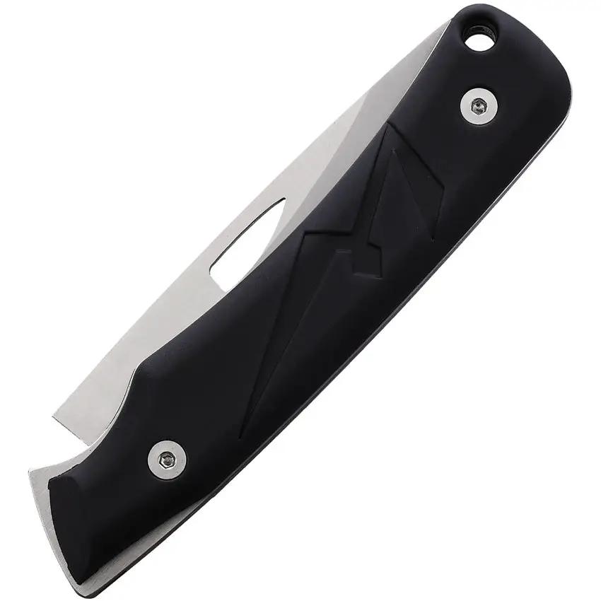 WildSteer K-NIF Slip Joint Knife - Satin 14C28N Blade, Black Rubber Handle, Leather Pouch Included by WildSteer