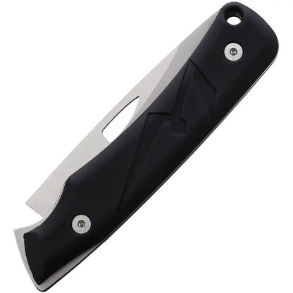 WildSteer K-NIF Slip Joint Knife - Satin 14C28N Blade, Black Rubber Handle, Leather Pouch Included by WildSteer