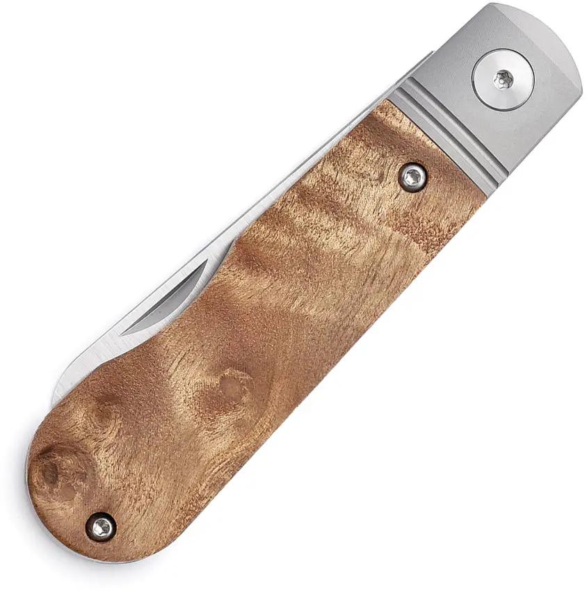Wheat State Cutlery The Peacemaker Slip Joint WSC-PM204 - Satin Bohler M390 Blade, Burl Wood Handle, Titanium Bolsters by Wheat State Cutlery