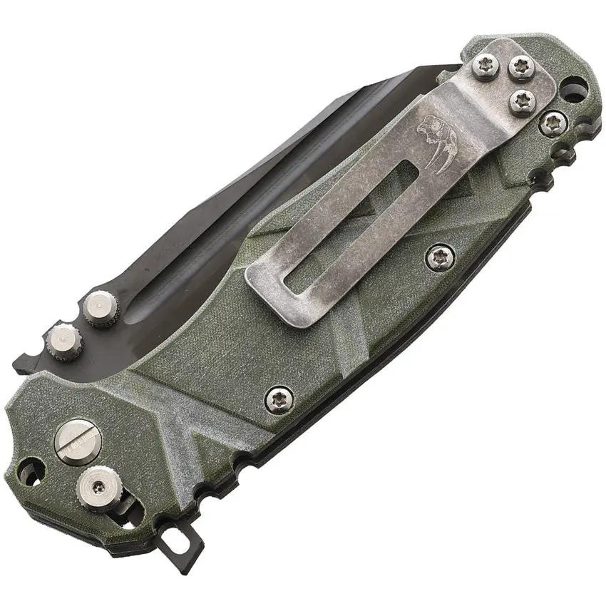 Wander Tactical Mistral Button Lock Green - D2 Tool Steel Blade, Titanium Handle, Handmade in Italy