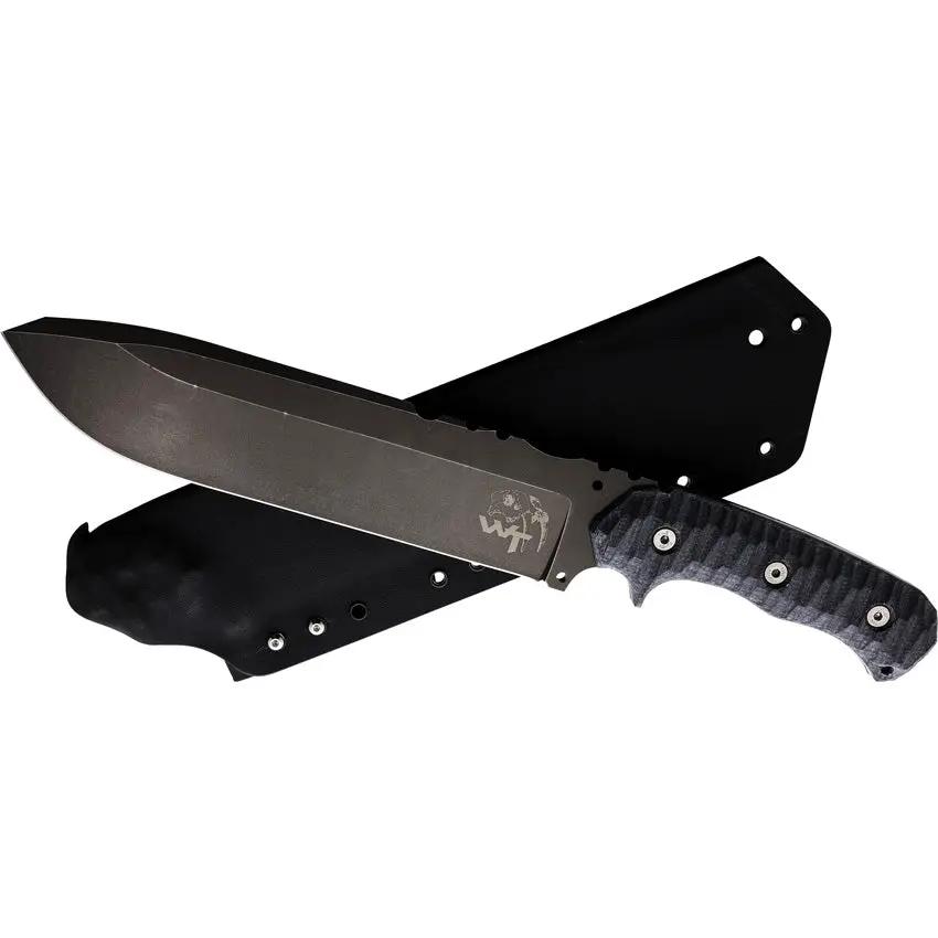Wander Tactical Godfather Fixed Blade Knife - Iron Wash Blade Black Micarta Handle Full Tang by Wander Tactical