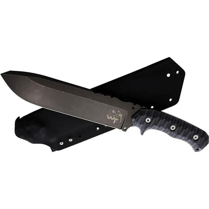 Wander Tactical Godfather Fixed Blade Knife - Iron Wash Blade Black Micarta Handle Full Tang by Wander Tactical