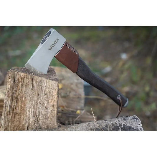 WOOX AX1 Tactical Axe - Gray Cerakote Carbon Steel Head With 3.13 Inch Cutting Edge, Full Tang, Lanyard Hole by WOOX