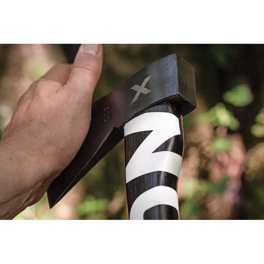 WOOX Volante Throwing Axe White - 14 Inch Overall with Black Coated 1060HC Steel Head and Hickory Handle by WOOX