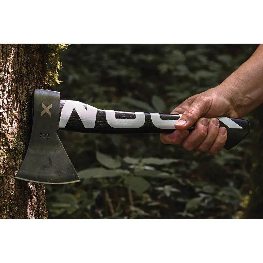 WOOX Volante Throwing Axe White - 14 Inch Overall with Black Coated 1060HC Steel Head and Hickory Handle by WOOX