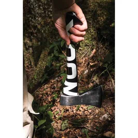 WOOX Volante Throwing Axe White - 14 Inch Overall with Black Coated 1060HC Steel Head and Hickory Handle by WOOX