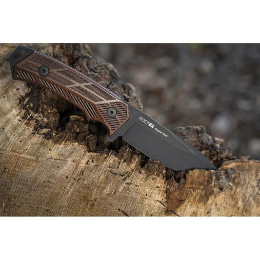 WOOX Rock 62 Fixed Blade Walnut Knife - Sleipner Tool Steel Drop Point Blade Full Tang by WOOX