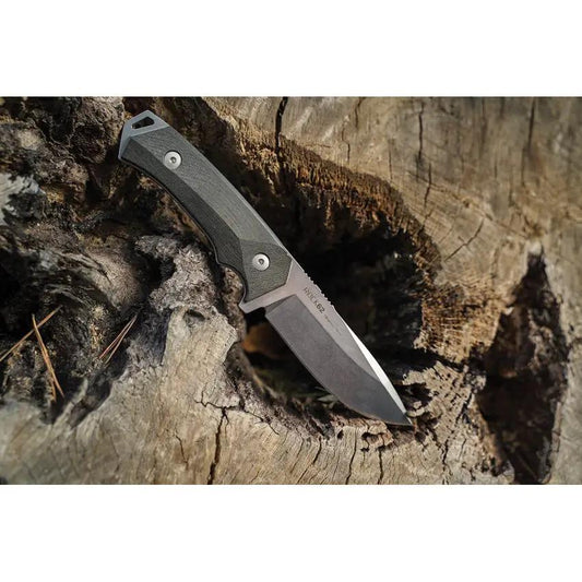 WOOX Rock 62 Micarta Knife - Sleipner Drop Point Blade, 9 Inch Overall, Black Micarta Handle by WOOX