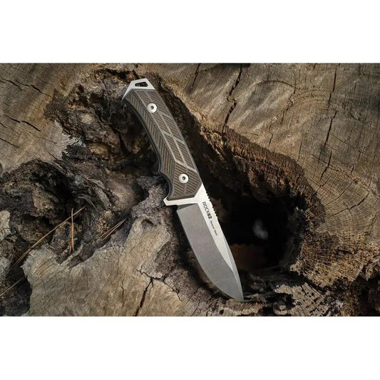 WOOX Rock 62 Sculpted Micarta - Sleipner Steel Drop Point Blade, Full Tang, Lanyard Hole, Protective Coating by WOOX