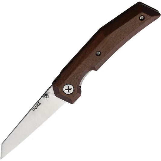 WOOX Pure Linerlock BU.KNF050.01 - Satin D2 Tool Steel Blade With Walnut Handle And Thumb Stud by WOOX